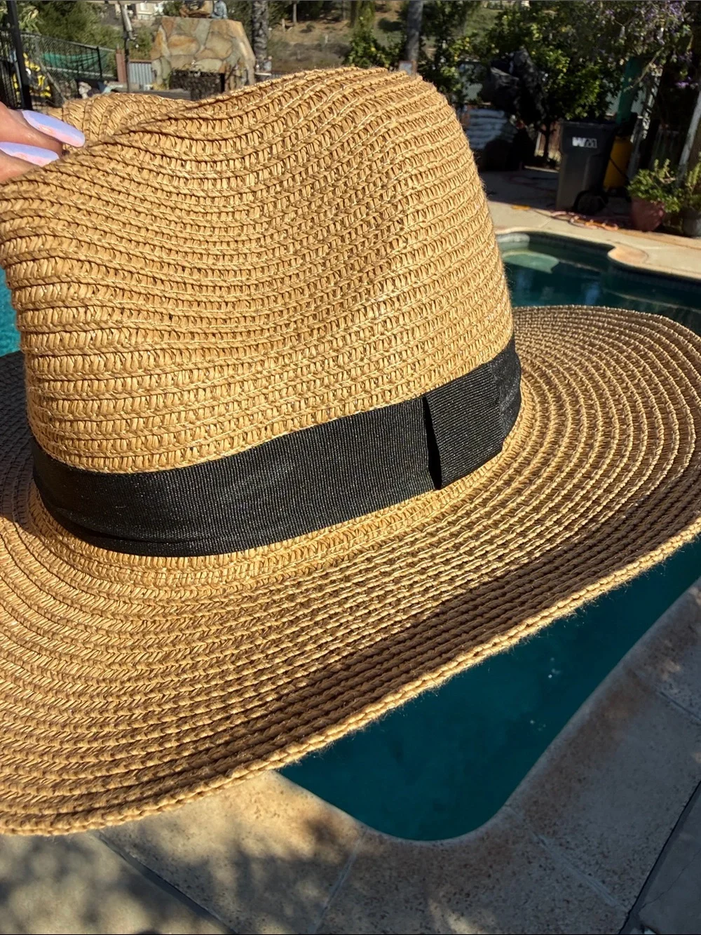 SPF Bolero Woven Straw Sun Hat with Black Band